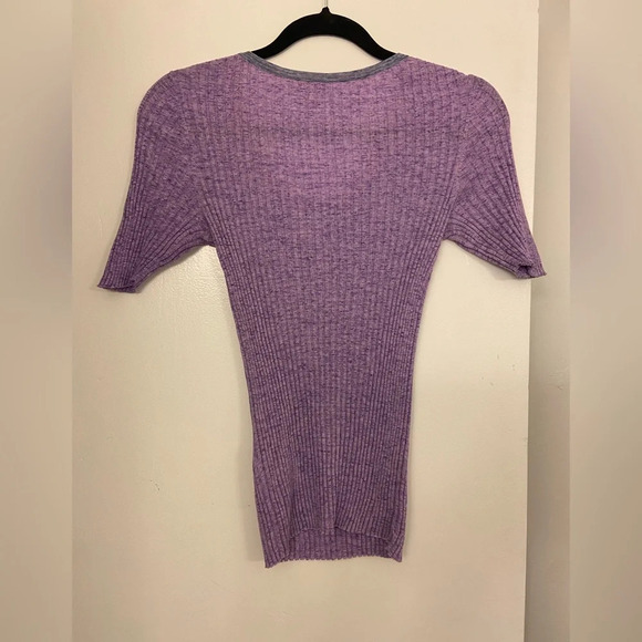 Demylee Ribbed Scoop Neck Short Sleeve Purple Size Small - Picture 2 of 4